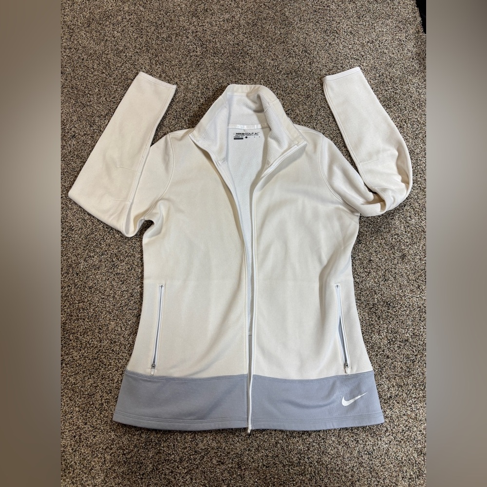 Nike Golf Women's Therma-FIT full-zip jacket large cream/grey
